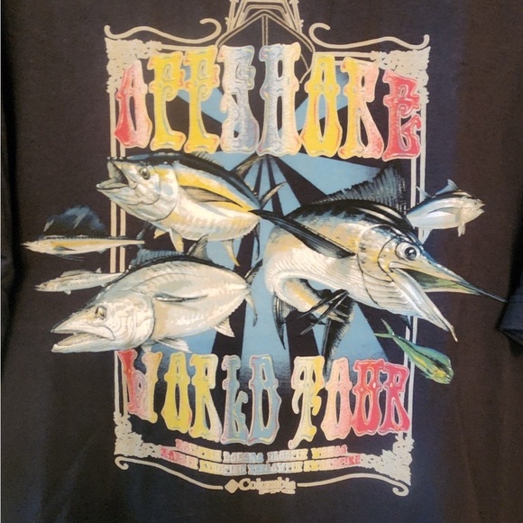 Columbia pfg Offshore World Tour Xl Black Graphic Men's Shirt - Picture 2 of 5